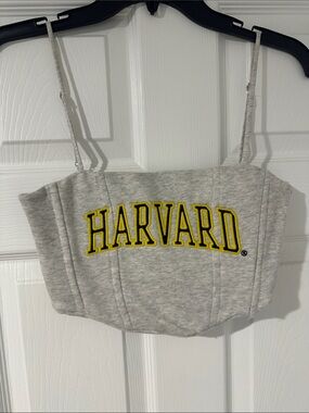 Zara Gray Harvard Cropped Tank Top